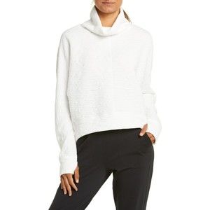 Zella Carey Quilted Funnel Neck Pullover Hi-Lo Hem In Ivory-Plus Size 3X-New